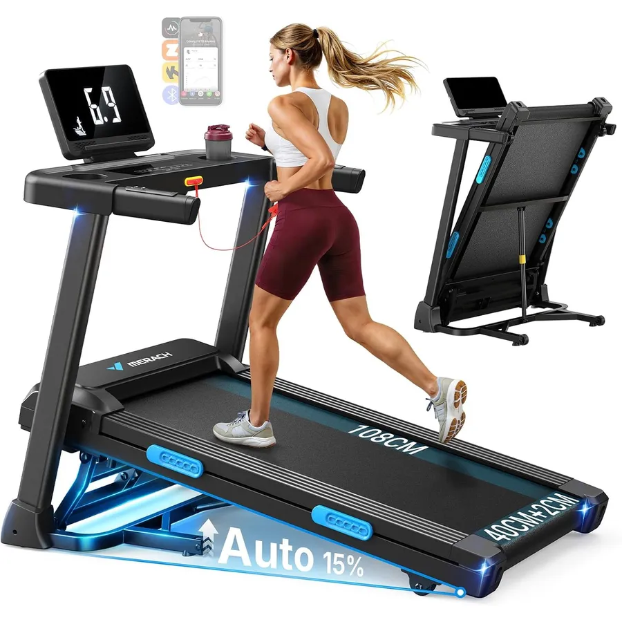 MERACH T12 - Klappbares Laufband mit 15 % automatischer Steigung