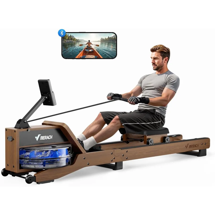MERACH MR-R23 - Rameur à eau pliable en bois d’hévéa